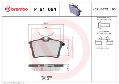 Brake Pad Set, disc brake P 61 084