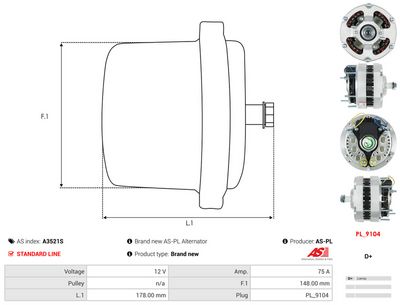 GENERATOR / ALTERNATOR AS-PL A3521S 4