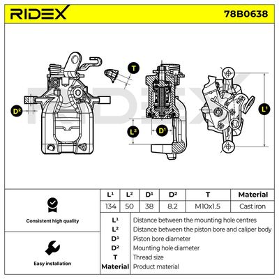 спирачен апарат RIDEX 78B0638