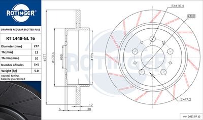 спирачен диск ROTINGER RT 1448-GL T6