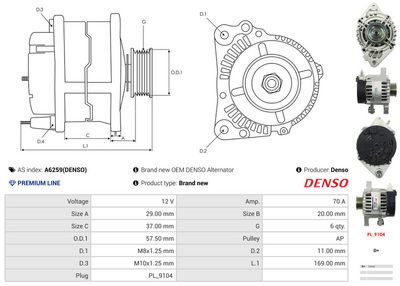 GENERATOR / ALTERNATOR AS-PL A6259DENSO 4