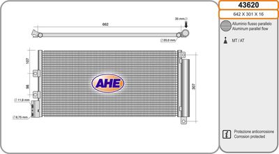 Конденсатор, кондиционер AHE 43620 для FIAT LINEA