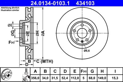 Тормозной диск ATE 24.0134-0103.1 для AUDI A7