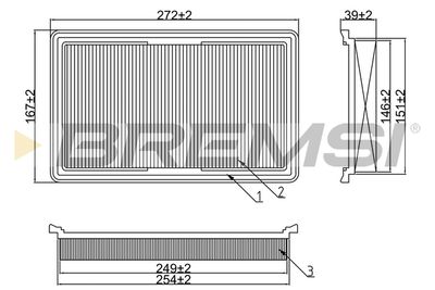 BREMSI FA1619 Воздушный фильтр  для HYUNDAI (Хендай)