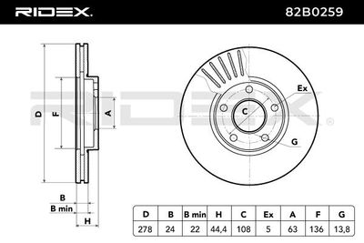 спирачен диск RIDEX 82B0259