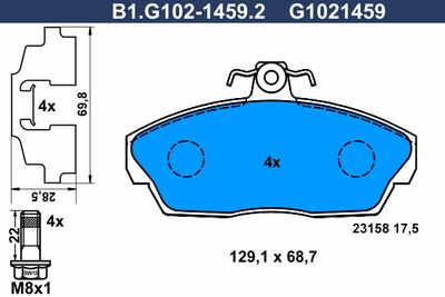 GALFER B1.G102-1459.2 Тормозные колодки и сигнализаторы  для LAND ROVER FREELANDER I Soft Top (L314) 2.0 DI 4x4