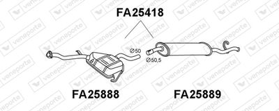 Глушитель выхлопных газов конечный VENEPORTE FA25418 для FIAT TEMPRA