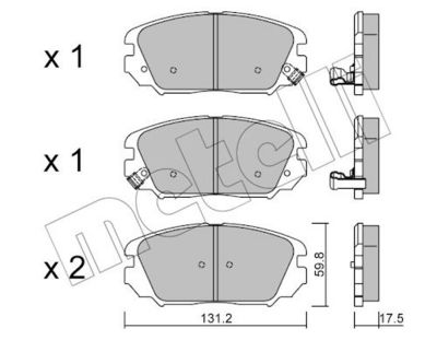 комплект спирачно феродо, дискови спирачки METELLI