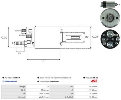 Elektromagnetický spínač, štartér AS-PL SS0316P