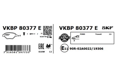 Brake Pad Set, disc brake VKBP 80377 E