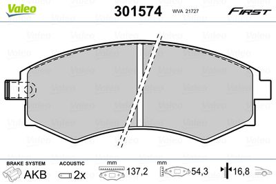 Комплект тормозных колодок, дисковый тормоз VALEO 301574 для HYUNDAI PONY