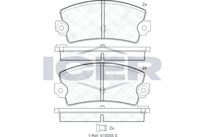 комплект спирачно феродо, дискови спирачки ICER 180098