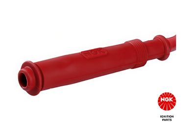 Bougie pijp, hoek: 180°, Lang, bougie draad: 10/12/14mm, aansluiting: SAE moer, materiaal behuizing: Rubber, kleur bougiedop: rood, draad kleur: rood, spoel draad lengte: 50cm