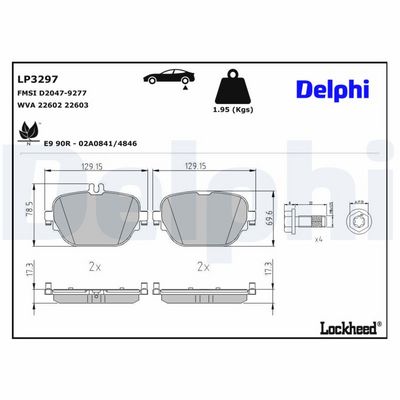 комплект спирачно феродо, дискови спирачки DELPHI