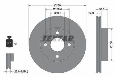 Тормозной диск TEXTAR 92037600 для TVR CHIMAERA