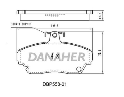Комплект тормозных колодок, дисковый тормоз DANAHER DBP558-01 для GAZ GAZELLE