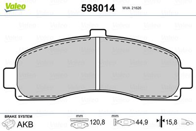VALEO 598014 Тормозные колодки и сигнализаторы  для NISSAN MICRA II (K11) 1.0 i 16V