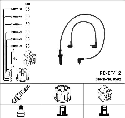 Комплект проводов зажигания NGK 0592 для PEUGEOT 505