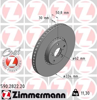 Тормозной диск ZIMMERMANN 590.2822.20 для LEXUS RC