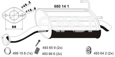 ERNST 680141 Глушитель выхлопных газов  для HONDA CIVIC VII Hatchback (EU, EP, EV) 1.4 iS (EP1)