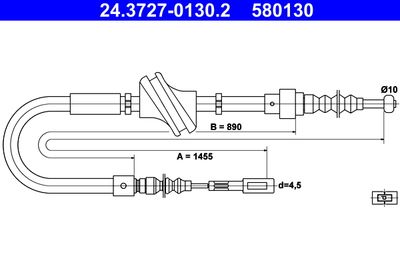 Тросик, cтояночный тормоз ATE 24.3727-0130.2 для AUDI 200