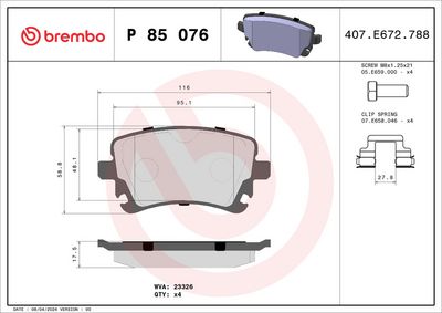 Brake Pad Set, disc brake P 85 076