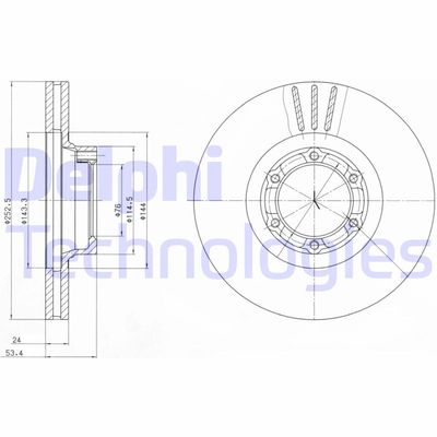 Тормозной диск DELPHI BG2284 для OPEL ARENA