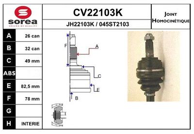 EAI Homokineet reparatie set, aandrijfas (CV22103K)