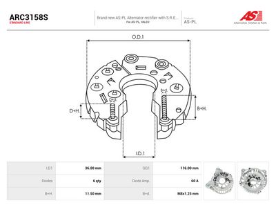Usmerňovač alternátora AS-PL ARC3158S
