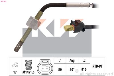 czujnik, temperatura spalin KW 422 083