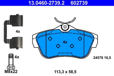 Комплект тормозных колодок, дисковый тормоз ATE 13.0460-2739.2 для TOYOTA PROACE