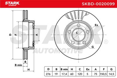 спирачен диск STARK SKBD-0020099