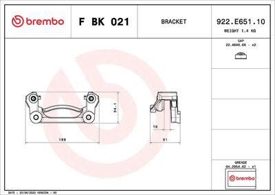 Mocowanie zacisku hamulca - zestaw BREMBO F BK 021