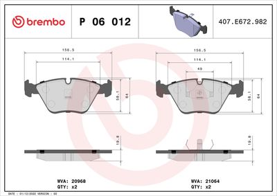 BREMBO Remblokkenset, schijfrem PRIME LINE (P 06 012)