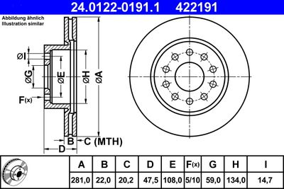 Тормозной диск ATE 24.0122-0191.1 для LANCIA KAPPA