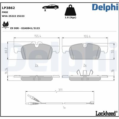 Brake Pad Set, disc brake LP3862