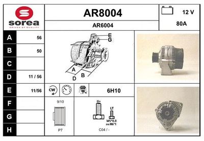 GENERATOR / ALTERNATOR SNRA AR8004