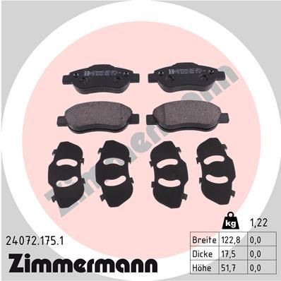 ZIMMERMANN Bremsbelagsatz, Scheibenbremse (24072.175.1)