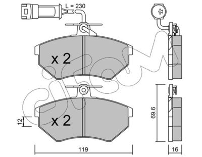 Комплект тормозных колодок, дисковый тормоз CIFAM 822-050-4 для VW CORRADO