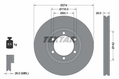 Тормозной диск TEXTAR 92236200 для MAZDA B-SERIE