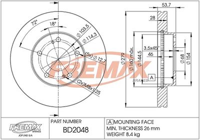 Тормозной диск FREMAX BD-2048 для INFINITI Q45