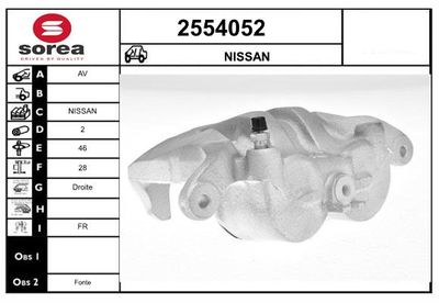Тормозной суппорт EAI 2554052 для NISSAN NAVARA
