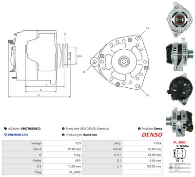 GENERATOR / ALTERNATOR AS-PL A6027DENSO 4
