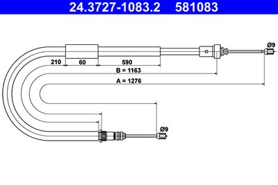 Тросик, cтояночный тормоз ATE 24.3727-1083.2 для RENAULT MODUS