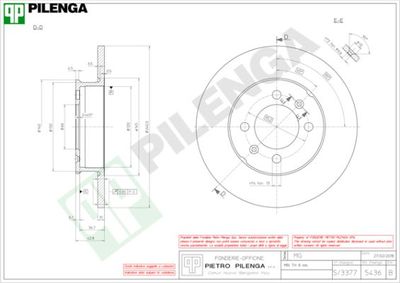 Тормозной диск PILENGA 5436 для MG MGF