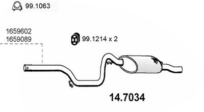 ASSO 14.7034 Глушитель выхлопных газов  для FORD ESCORT IV (GAF, AWF, ABFT) 1.6 Turbo RS
