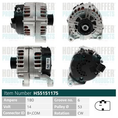 HOFFER H55151175 Генератор  для BMW X3 (Бмв X3)