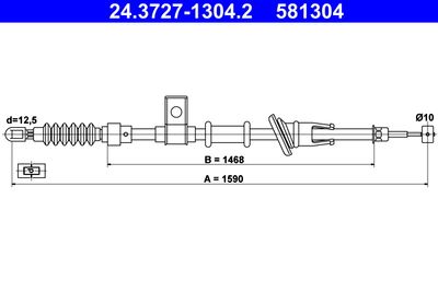 Тросик, cтояночный тормоз ATE 24.3727-1304.2 для VOLVO S40