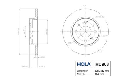 HOLA HD903 Тормозные диски  для MOSKVICH  (Мосkвич 2141)