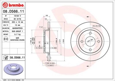 BREMBO Bremsscheibe PRIME LINE - UV Coated (08.D566.11)